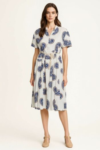 VESTIDO PAISLEY CON CORDÓN DE AMARRE