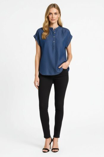 BLUSA DENIM MANGA CORTA