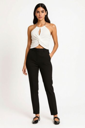 BLUSA HALTER CRUZADA CON CADENA
