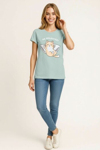 PLAYERA ESTAMPADA CON DISEÑO GATO