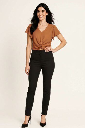 BLUSA CRUZADA CON NUDO FRONTAL