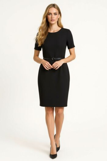 VESTIDO CORTO CON CINTURÓN DELGADO
