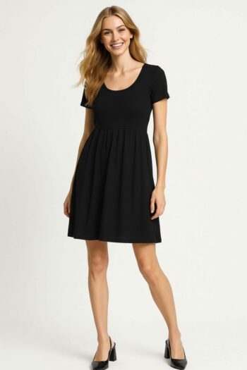 VESTIDO CORTO RIB LISO