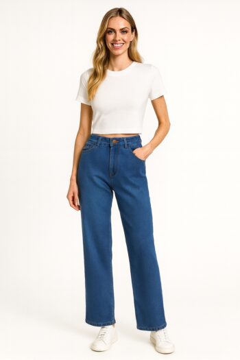PANTALON RECTO DE MEZCLILLA CLASICO