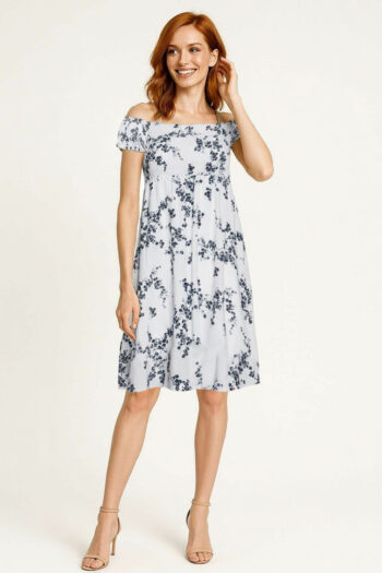 VESTIDO MIDI ESCOTE CON SMOCK