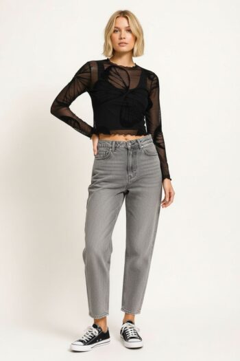 PLAYERA MESH CUELLO ALTO MODERNA