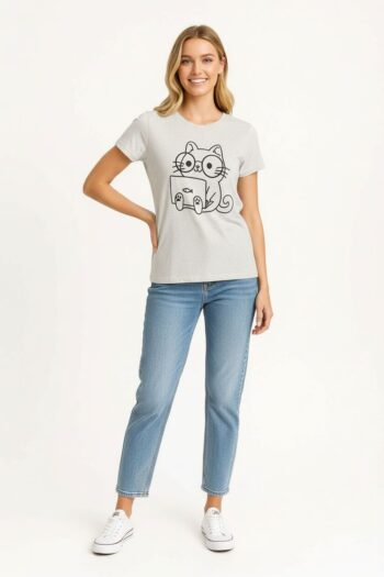 PLAYERA ESTAMPADO GATO DIVERTIDO