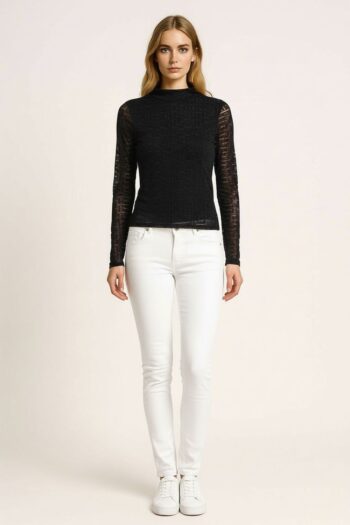 BLUSA MANGA LARGA CUELLO ALTO