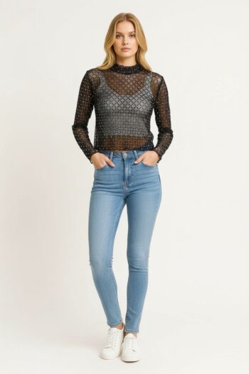 PLAYERA CORTA MESH TRANSPARENTE