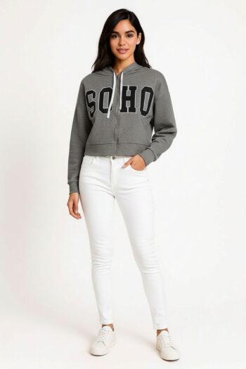 SUDADERA CROP CON CAPUCHA