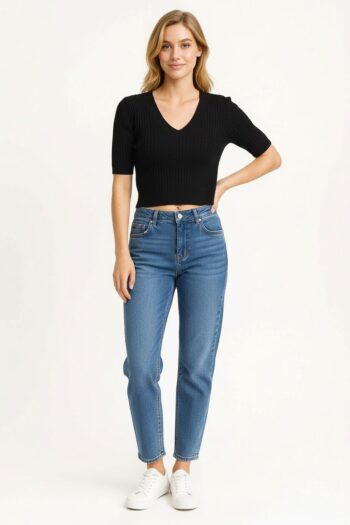 PLAYERA ACANALADO ESCOTE EN V