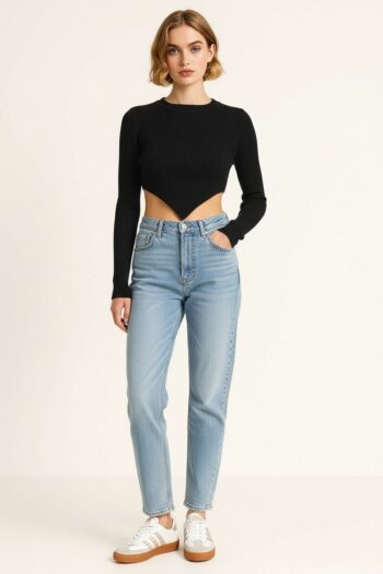 SUETER CROP TEJIDO AJUSTADO