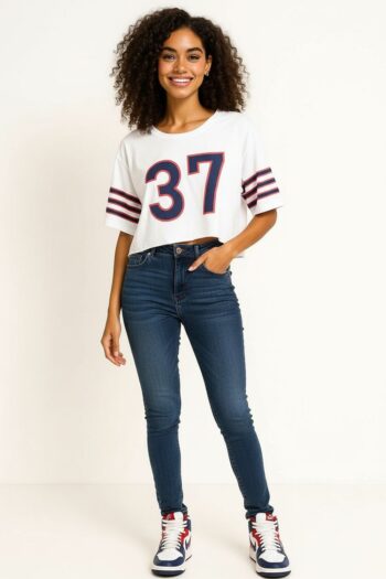 PLAYERA CROP CON DISEÑO DEPORTIVO