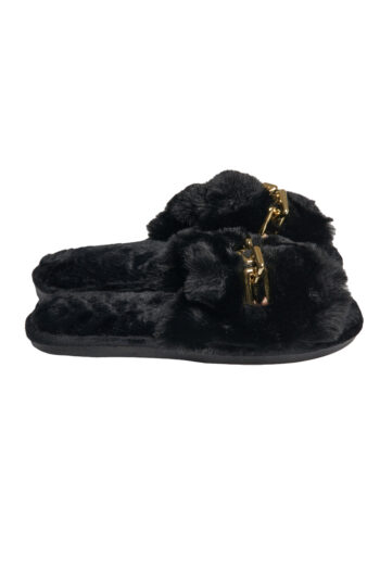 PANTUFLA PELUCHE HERRAJE DORADO