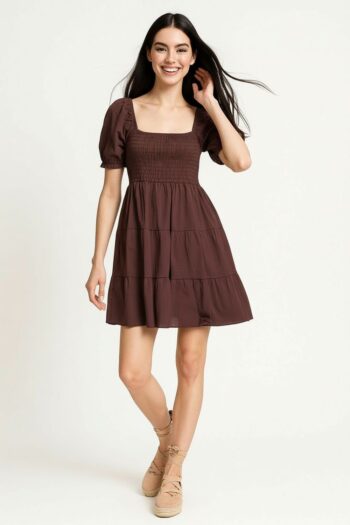 VESTIDO CORTO CON NIDO DE ABEJA