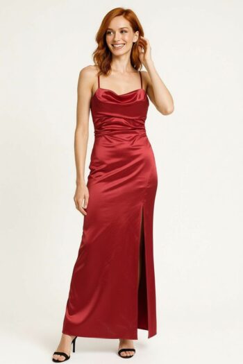 VESTIDO LARGO DE SATÍN ELEGANTE