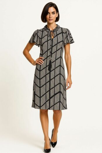 VESTIDO CORTO CON MOÑO FRONTAL