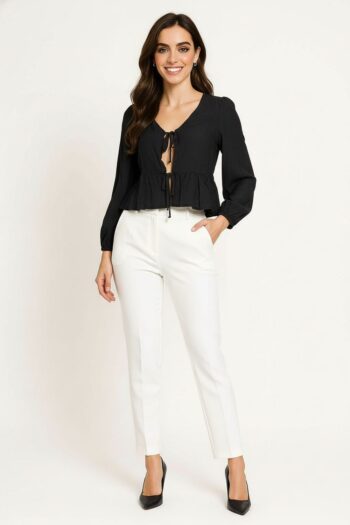 BLUSA CON AMARRES Y VOLANTE