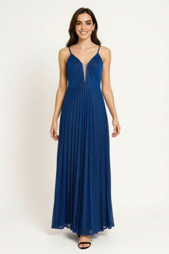 VESTIDO LARGO PLISADO DE TIRANTES