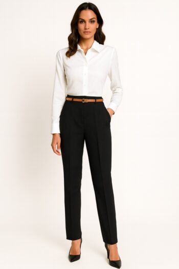 PANTALÓN CON CINTURÓN Y HEBILLA CUADRADA