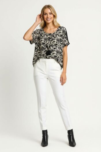 BLUSA DOS TELAS CON COLLAR