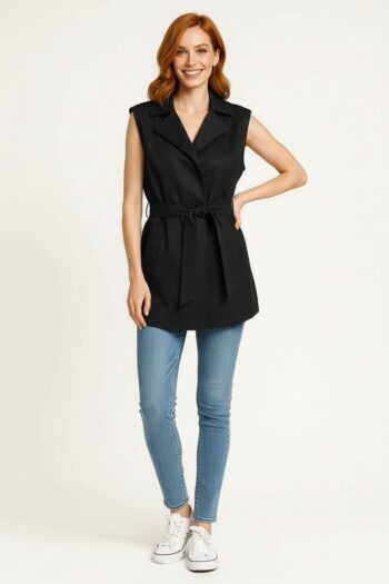 CHALECO LARGO CON CINTA AJUSTABLE