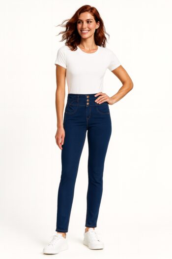 JEANS CICLON PRETINA ALTA CON PESPUNTES
