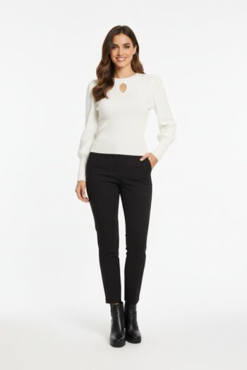 SUÉTER RIB CON ABERTURA GOTA