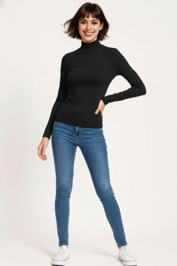 PLAYERA LISA CON CUELLO ALTO