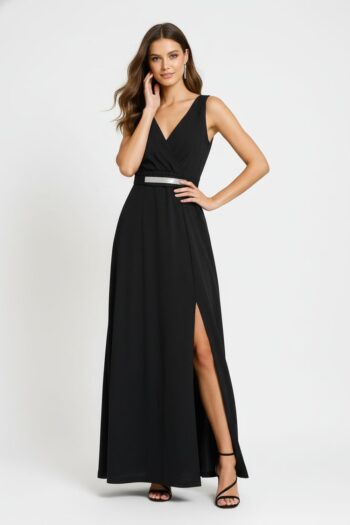 MAXIVESTIDO CRUZADO CON CINTA AJUSTABLE