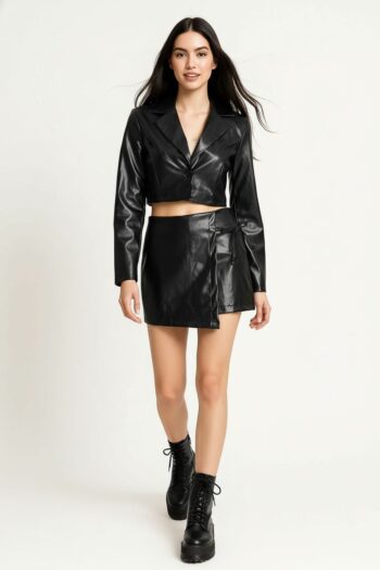 CONJUNTO PVC SACO Y FALDA SHORT