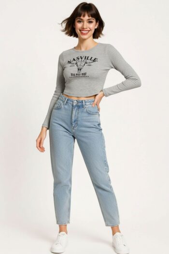 PLAYERA CROP MANGA LARGA
