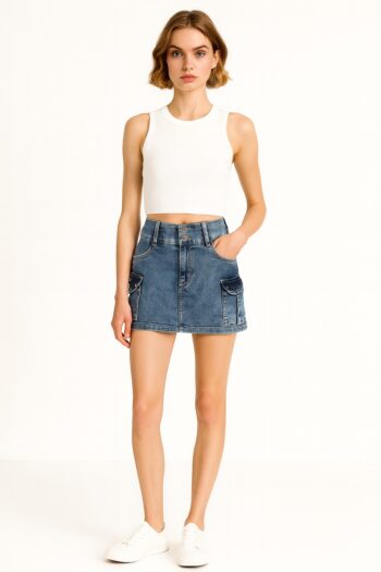 FALDA MEZCLILLA CARGO AJUSTADA