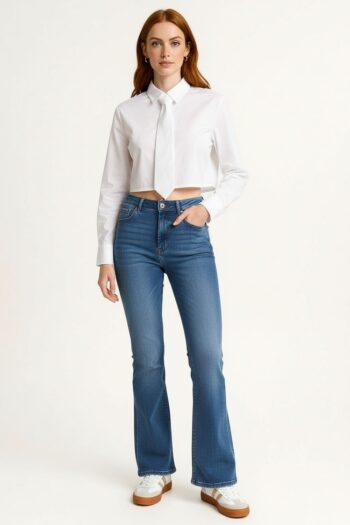 BLUSA POPELINA CON CORBATA AL TONO