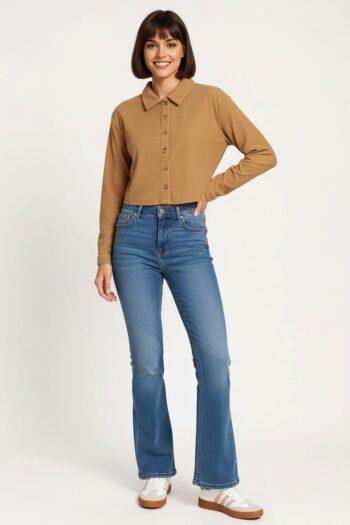 BLUSA CAMISA PANILLA MANGA LARGA