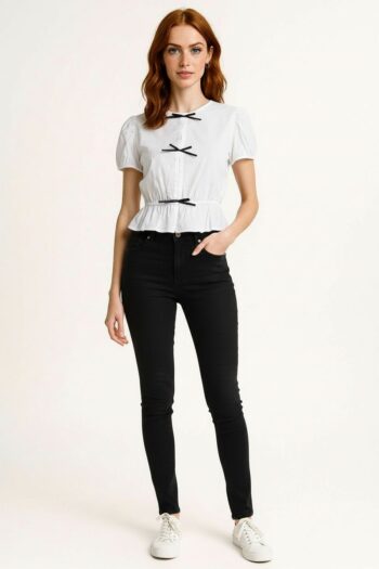 BLUSA POPELINA CON LAZOS