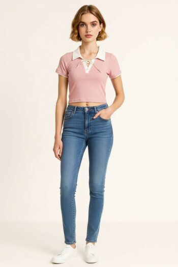PLAYERA CUELLO CAMISERO CROP