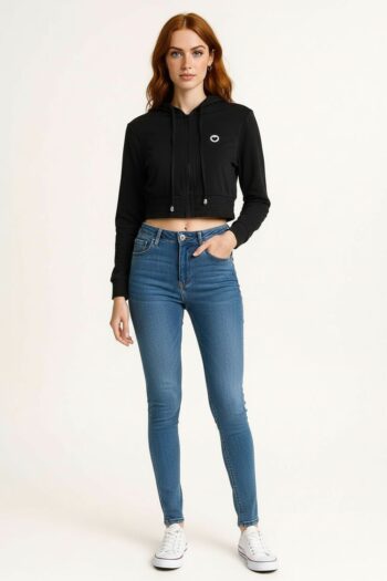 SUDADERA CROP CON CAPUCHA