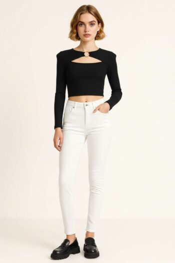 PLAYERA CORTA ESCOTE ANILLA