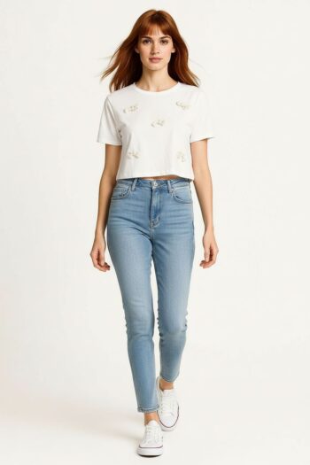 PLAYERA CROP APLICACIÓN TEXTURIZADA