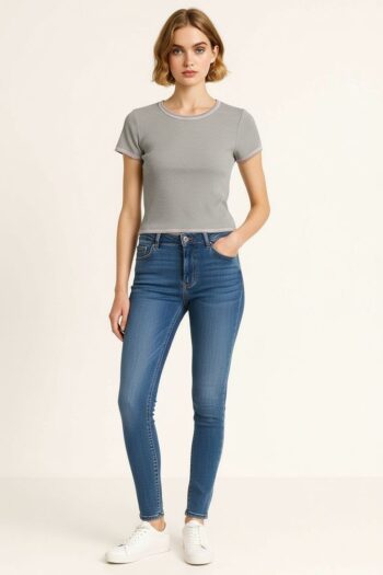 PLAYERA CORTA RIB CONTRASTE