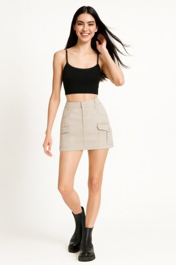 FALDA GABARDINA BOLSAS CARGO