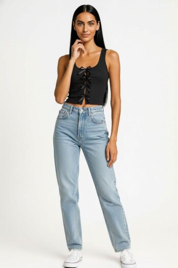 PLAYERA RIB CON LAZOS AL FRENTE