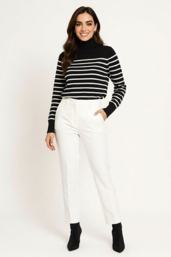 SUÉTER CUELLO ALTO RAYAS MODA