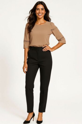 BLUSA MANGA TRES CUARTOS APLICACIÓN