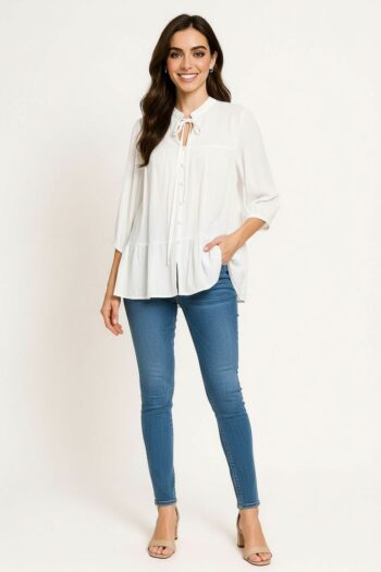BLUSA CON LAZO Y BOTONES