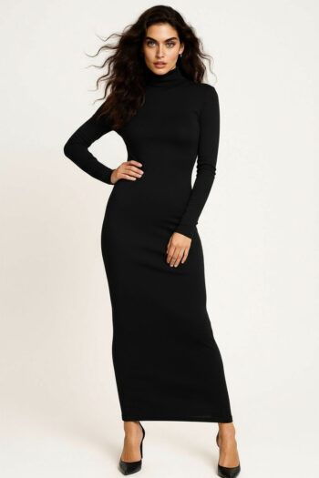 VESTIDO LARGO CON CUELLO HAMACA