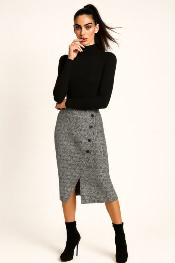 FALDA MIDI CON BOTONES LATERALES