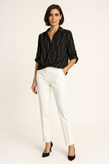 BLUSA CRUZADA CON LINEAS DELGADAS