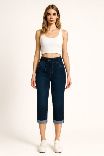 JEANS CAPRI DENIM RESORTE TALLE MEDIO